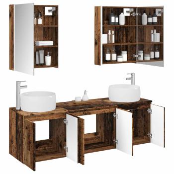 Badezimmerschrank-Set 5 stk. Altholz Holzwerkstoff