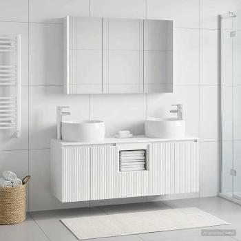 ARDEBO.de - Badezimmerschrank-Set 4 stk. Weiß Holzwerkstoff