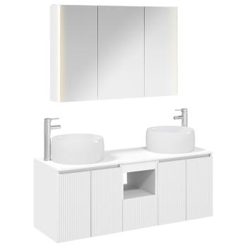 Badezimmerschrank-Set 4 stk. Weiß Holzwerkstoff