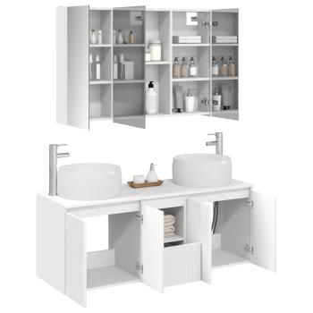Badezimmerschrank-Set 4 stk. Weiß Holzwerkstoff