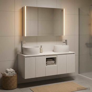 Badezimmerschrank-Set 4 stk. Weiß Holzwerkstoff