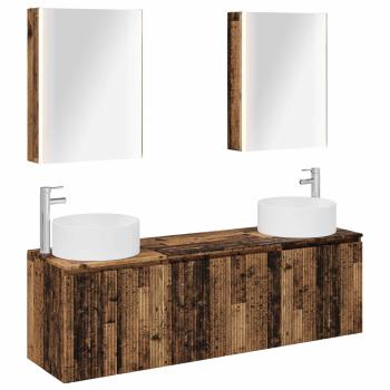 Badezimmerschrank-Set 5 stk. Altholz Holzwerkstoff