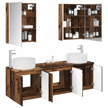Badezimmerschrank-Set 5 stk. Altholz Holzwerkstoff