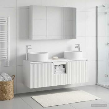 ARDEBO.de - Badezimmerschrank-Set 4 stk. Weiß Holzwerkstoff