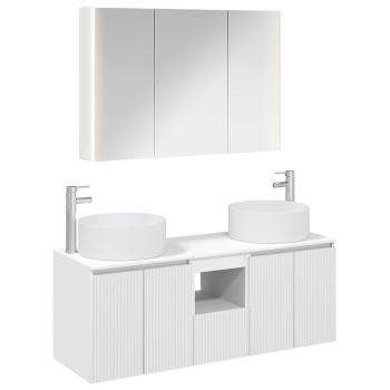 Badezimmerschrank-Set 4 stk. Weiß Holzwerkstoff