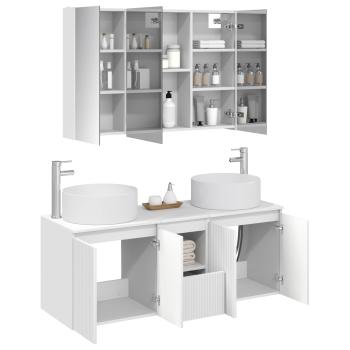 Badezimmerschrank-Set 4 stk. Weiß Holzwerkstoff