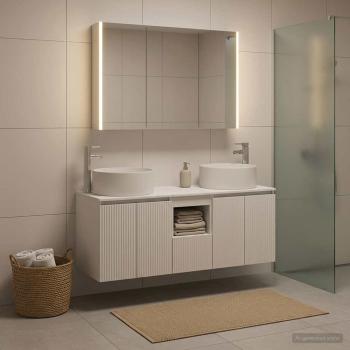 Badezimmerschrank-Set 4 stk. Weiß Holzwerkstoff