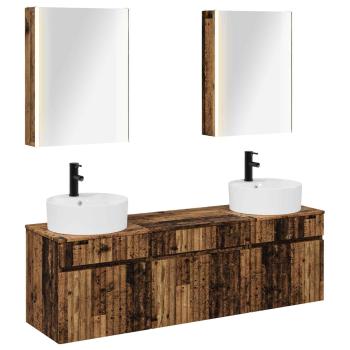 Badezimmerschrank-Set 5 stk. Altholz Holzwerkstoff
