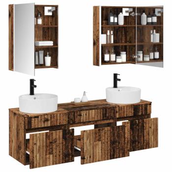 Badezimmerschrank-Set 5 stk. Altholz Holzwerkstoff