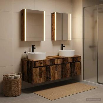 Badezimmerschrank-Set 5 stk. Altholz Holzwerkstoff