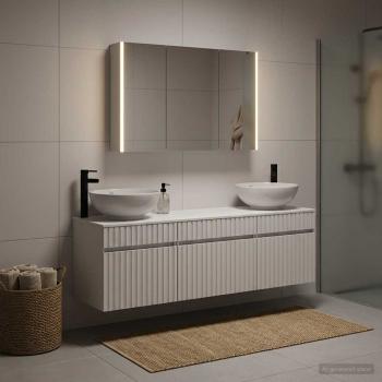 ARDEBO.de - Badezimmerschrank-Set 4 stk. Weiß Holzwerkstoff