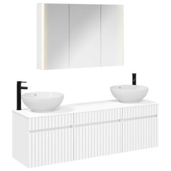 Badezimmerschrank-Set 4 stk. Weiß Holzwerkstoff