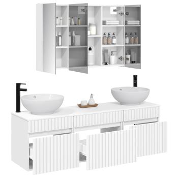 Badezimmerschrank-Set 4 stk. Weiß Holzwerkstoff