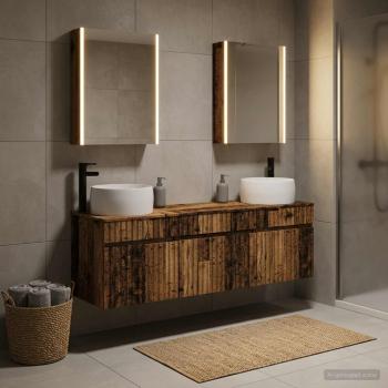ARDEBO.de - Badezimmerschrank-Set 5 stk. Altholz Holzwerkstoff