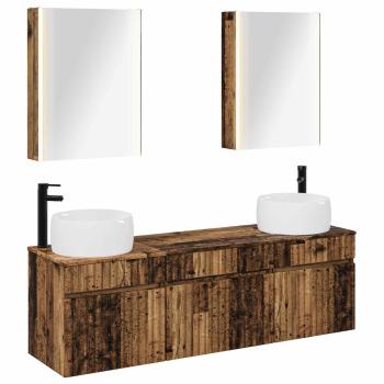 Badezimmerschrank-Set 5 stk. Altholz Holzwerkstoff