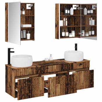 Badezimmerschrank-Set 5 stk. Altholz Holzwerkstoff