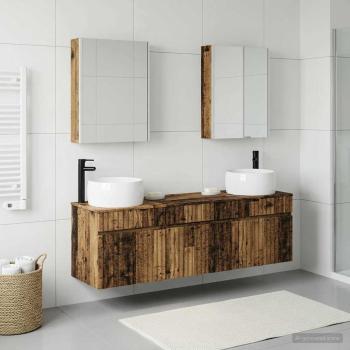Badezimmerschrank-Set 5 stk. Altholz Holzwerkstoff