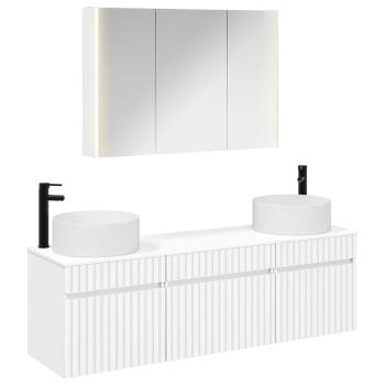 Badezimmerschrank-Set 4 stk. Weiß Holzwerkstoff