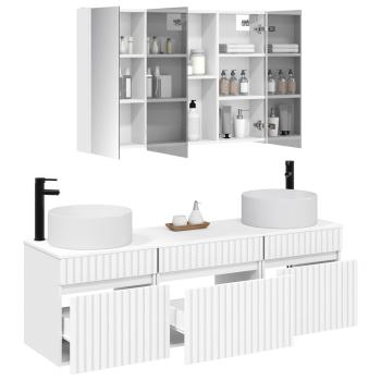 Badezimmerschrank-Set 4 stk. Weiß Holzwerkstoff