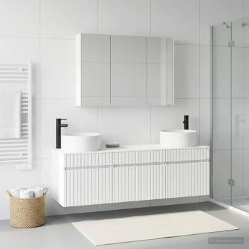 Badezimmerschrank-Set 4 stk. Weiß Holzwerkstoff