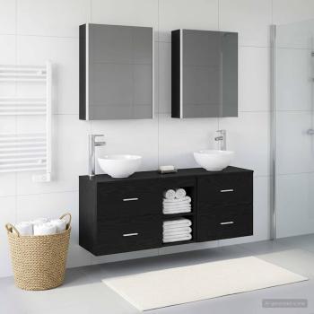 ARDEBO.de - Badezimmerschrank-Set 5 stk. Schwarze Eiche Holzwerkstoff