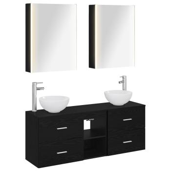 Badezimmerschrank-Set 5 stk. Schwarze Eiche Holzwerkstoff