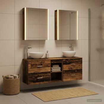 ARDEBO.de - Badezimmerschrank-Set 5 stk. Altholz Holzwerkstoff