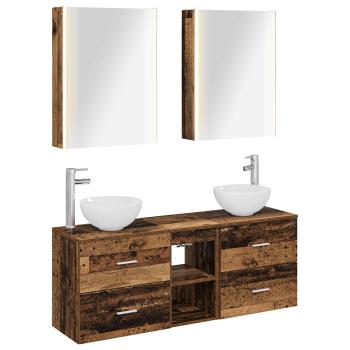 Badezimmerschrank-Set 5 stk. Altholz Holzwerkstoff