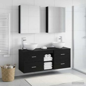 ARDEBO.de - Badezimmermöbel-Set 5 stk. Schwarze Eiche