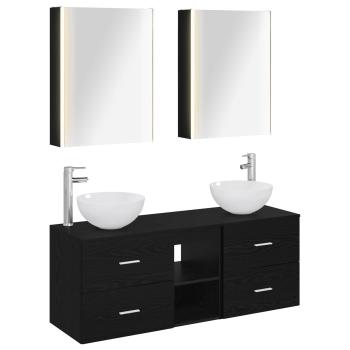 Badezimmermöbel-Set 5 stk. Schwarze Eiche