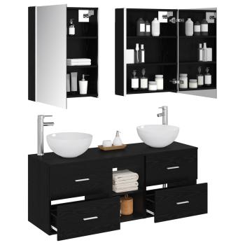 Badezimmermöbel-Set 5 stk. Schwarze Eiche