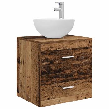 Badezimmermöbel-Set 5 stk. Altholz Ingenieurholz und Glas