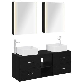 Badezimmermöbel-Set 5 stk. Schwarze Eiche