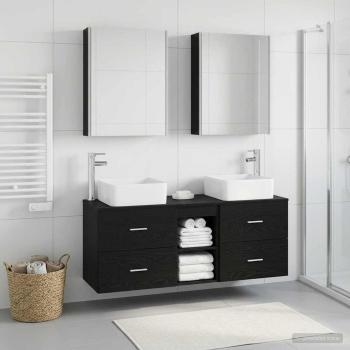 Badezimmermöbel-Set 5 stk. Schwarze Eiche