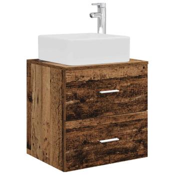 Badezimmermöbel-Set 5 stk. Altholz Ingenieurholz und Glas