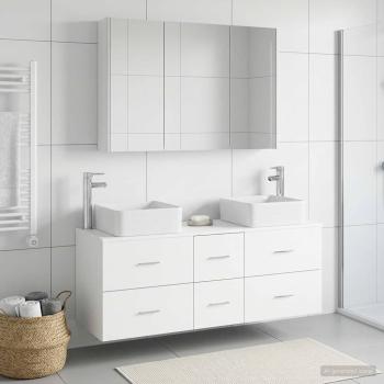 ARDEBO.de - Badezimmermöbel-Set 4 stk. Weiß Ingenieurholz und Glas