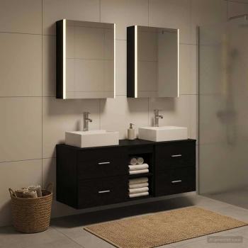 Badezimmermöbel-Set 5 stk. Schwarze Eiche