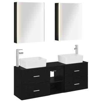 Badezimmermöbel-Set 5 stk. Schwarze Eiche