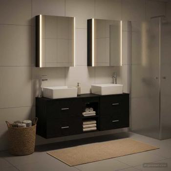 Badezimmermöbel-Set 5 stk. Schwarze Eiche