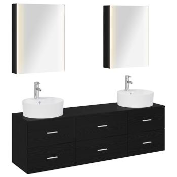 Badezimmermöbel-Set 5 stk. Schwarze Eiche