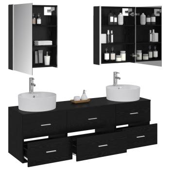 Badezimmermöbel-Set 5 stk. Schwarze Eiche