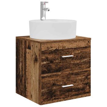 Badezimmermöbel-Set 5 stk. Altholz Ingenieurholz und Glas
