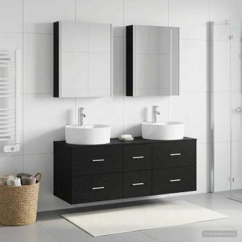 ARDEBO.de - Badezimmermöbel-Set 5 stk. Schwarze Eiche