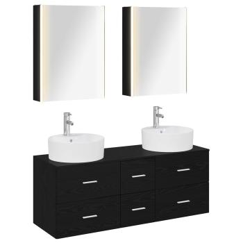 Badezimmermöbel-Set 5 stk. Schwarze Eiche