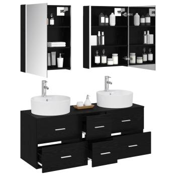 Badezimmermöbel-Set 5 stk. Schwarze Eiche