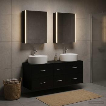 Badezimmermöbel-Set 5 stk. Schwarze Eiche