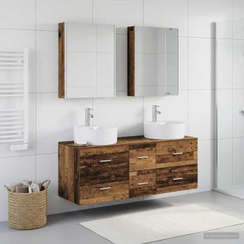 ARDEBO.de - Badezimmermöbel-Set 5 stk. Altholz Ingenieurholz und Glas