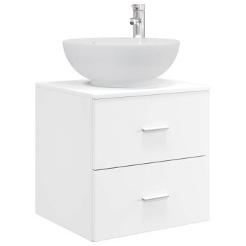 Badezimmermöbel-Set 4 stk. Weiß Ingenieurholz und Glas