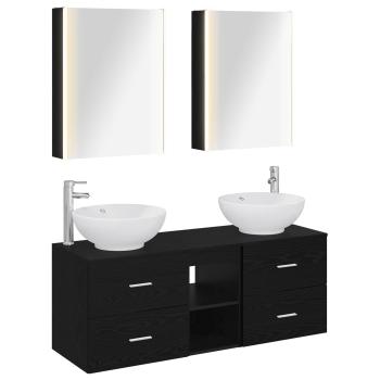 Badezimmermöbel-Set 5 stk. Schwarze Eiche