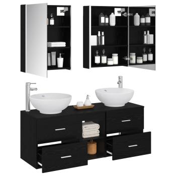 Badezimmermöbel-Set 5 stk. Schwarze Eiche